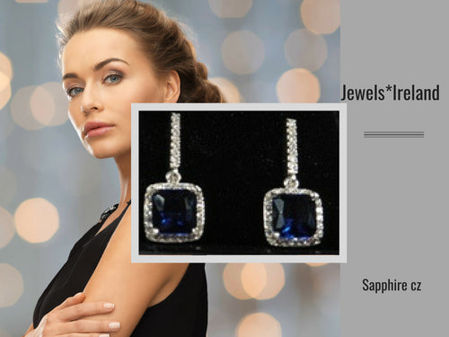 Dangle blue gem earrings
