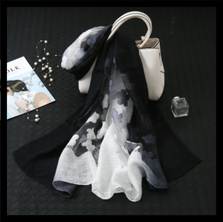 Mixture of black and white embroidery style scarf