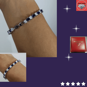 Created diamond sapphire tennis bracelet