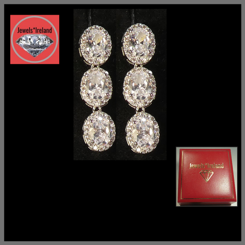 Lab created diamond trio earrings