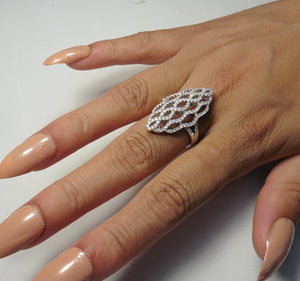Alluring basket weave design  silver + Rhodium ring